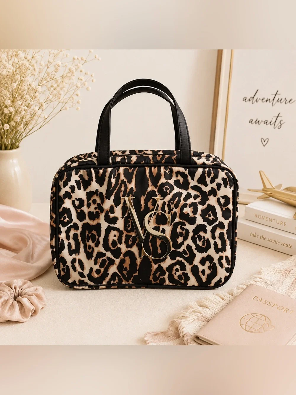🐆 Victoria’s Secret Leopard Hanging Travel Cosmetic Bag